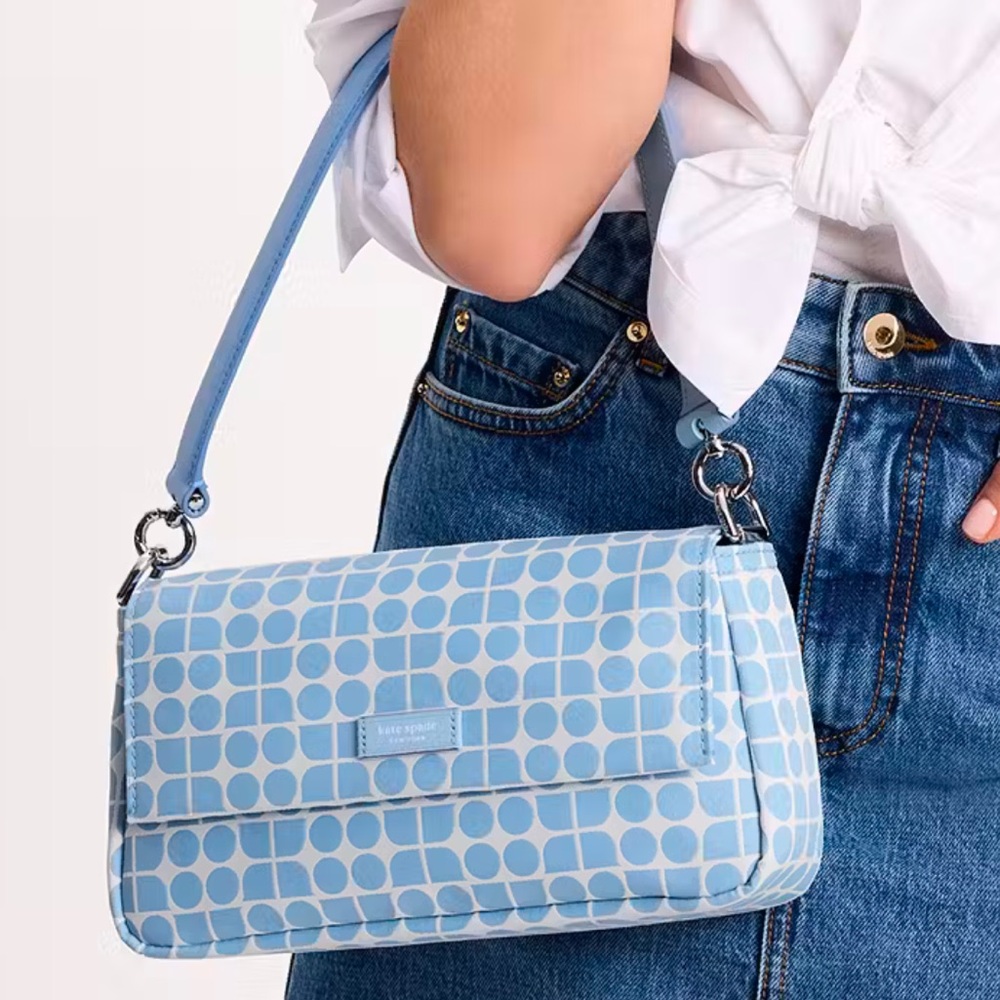 Kate Spade Noel Jacquard Convertible Crossbody Canvas XBody 
Astral Blue 
NWT - Picture 8 of 16